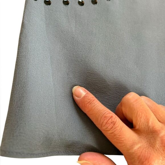 Cynthia Rowley Silk Studded Mini Dress Slate Blue Gray Womens Size 8 - Picture 7 of 12